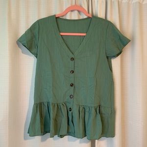 OLIVE PEPLUM TOP 🌿